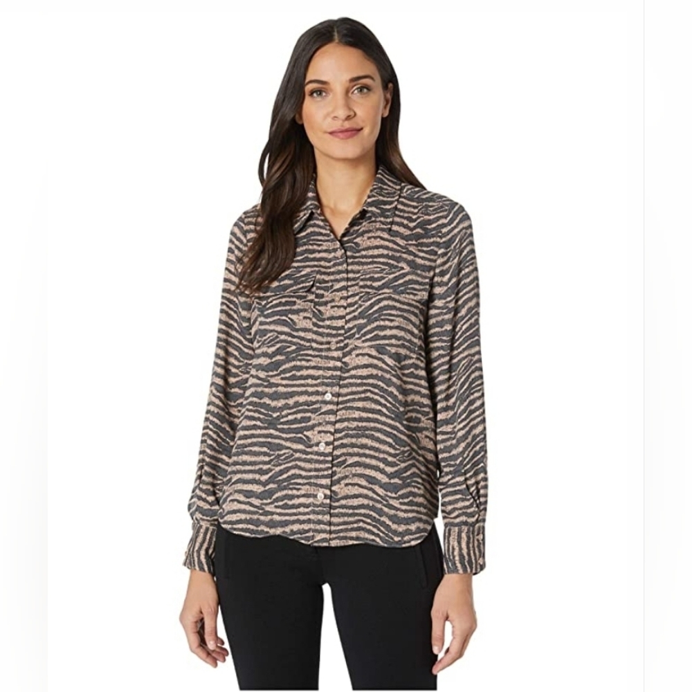 (18) NWT JOIE Eastona Tiger Print Blouse, Size L